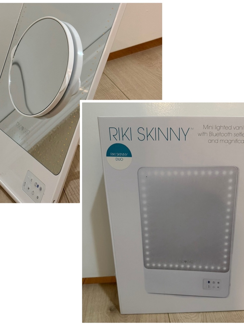 Riki Skinny Makeup Mirror with Bluetooth. NEW IN BOX
